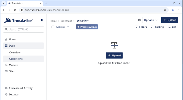 kliknite na Upload pre nahratie dokumentu